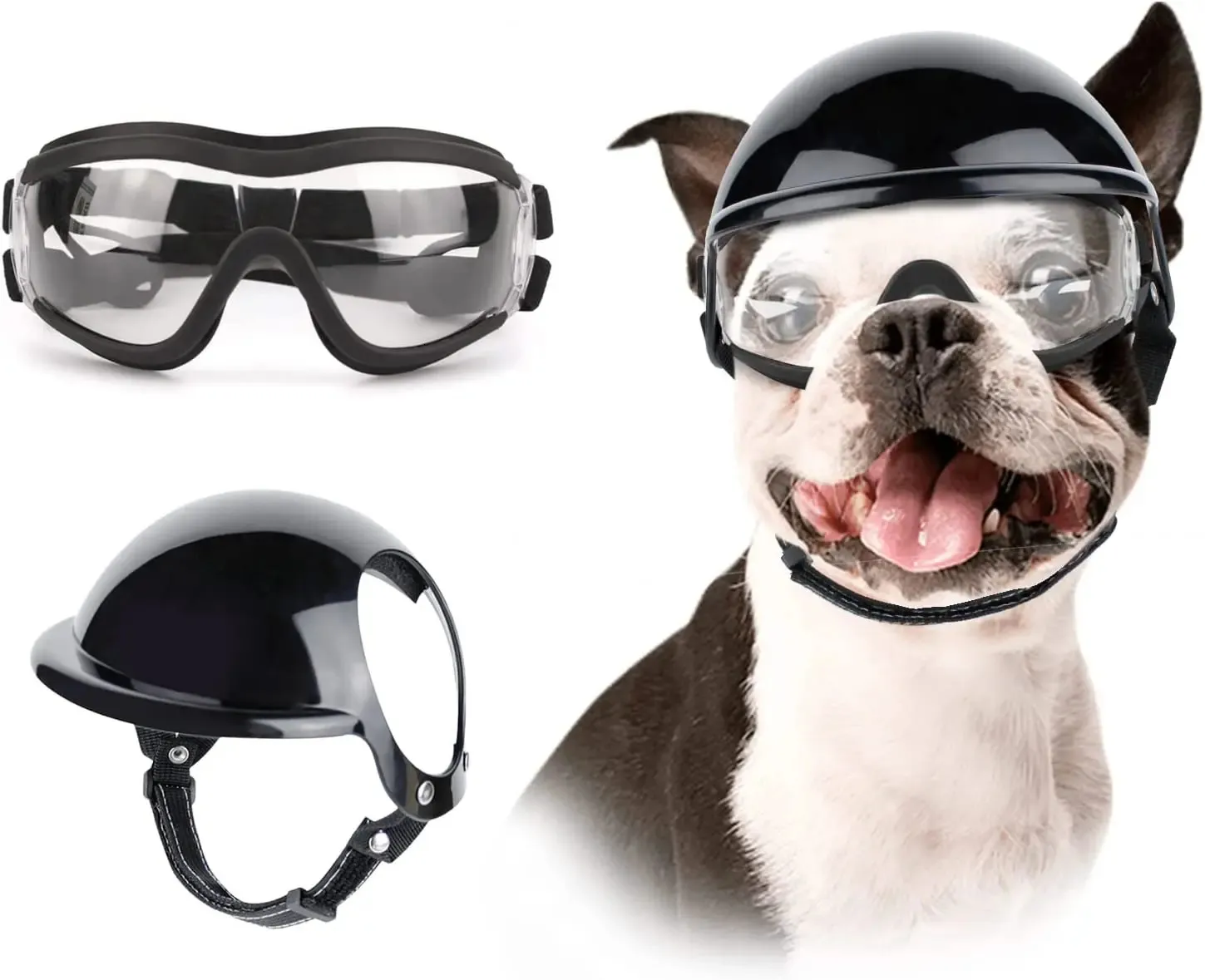 犬用アトバンドッグヘルメットとサングラスUV保護犬のメガネペットドッグメガネのスポーツハットオートバイハードセーフティハット240507