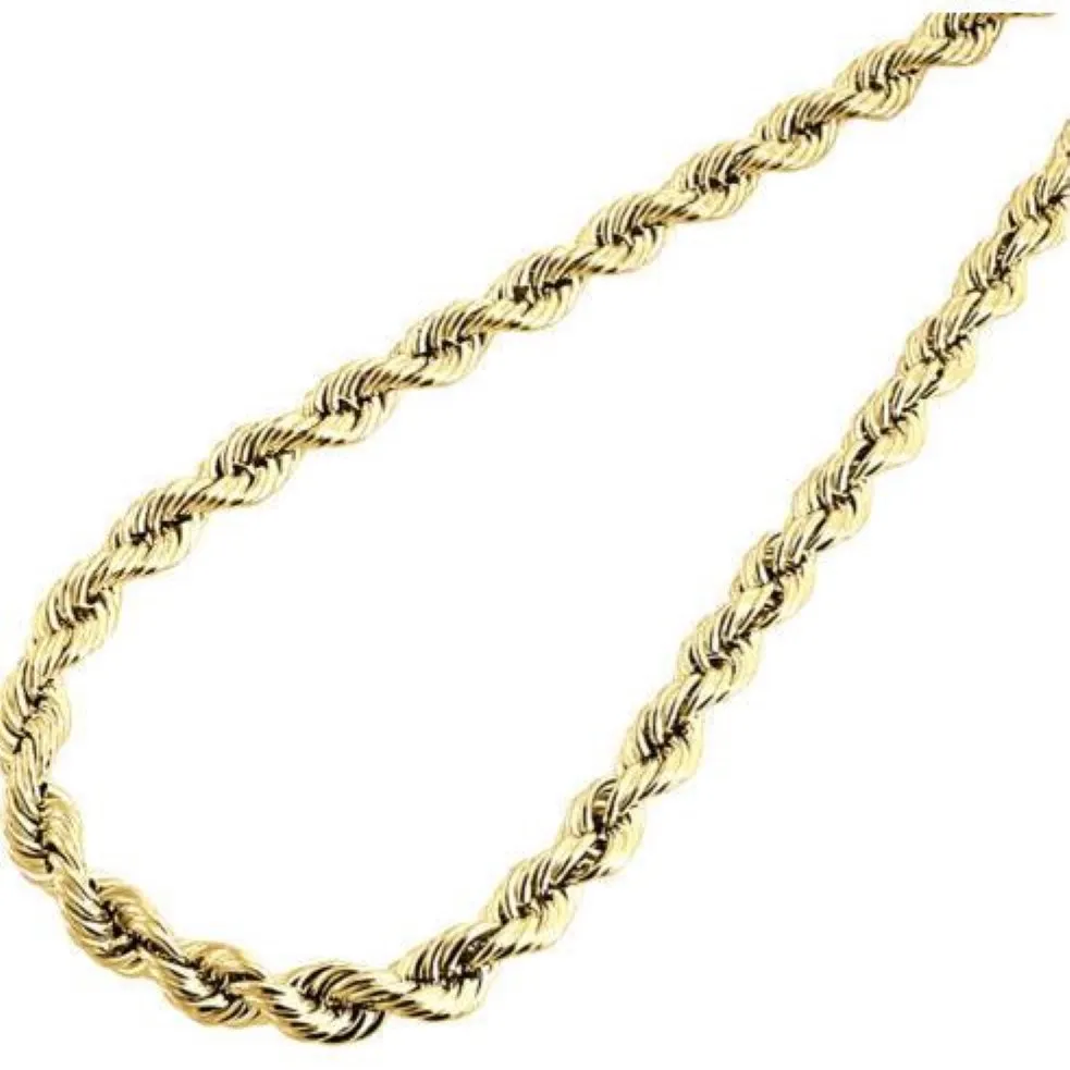 Mens Mélanges 1 10th 10k Yellow Gold Fill 5 50 mm Chain de corde creux Collier 24 pouces 2637