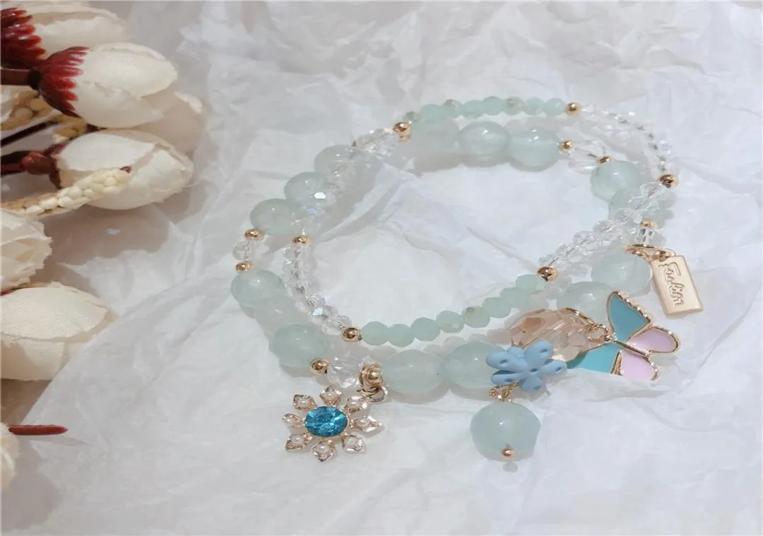 Coréen Mashan Jade Set Two Piece Style Butterfly Lady Summer Bracelet Production Bracelet Crystal Butterfly Crystal ZMWKN2615679