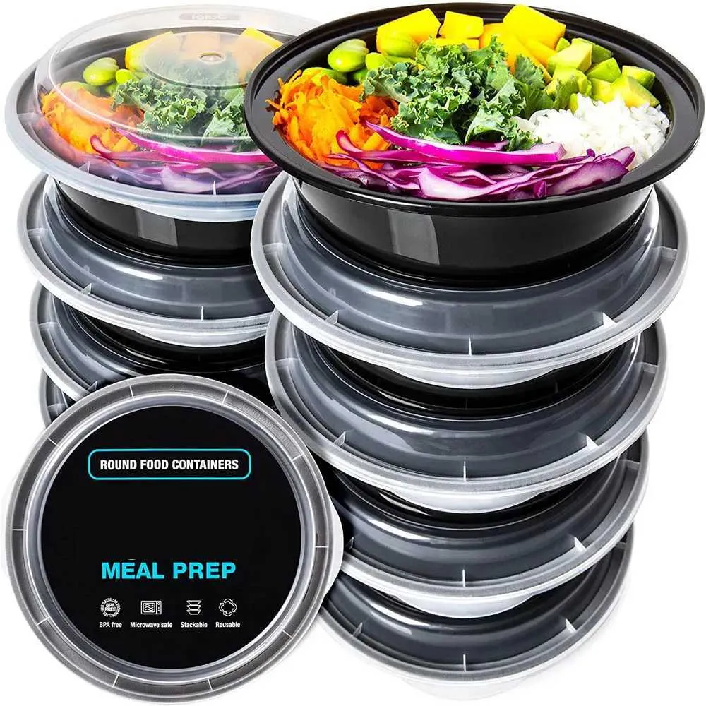 Wegwerp servies 10 Wegwerp lunchboxen voor buitenactiviteiten Travel Magnetron Verwarming Voedingscontainers Plastic Opslag Snack Q240507