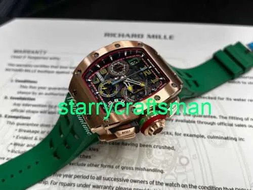 RM Luxury Montres mécaniques Watch Mills RM65-01 Tous-cadran squelette en or rose avec enroulement automatique, minute et deuxième chronographe STZ5