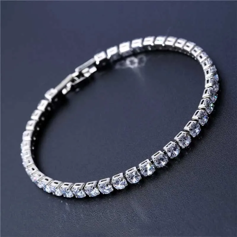 Cadena de 4 mm Cubic Zirconia Pulsera de hielo Pulsera de hielo Pulsera para hombres Pulseras para hombre Cz Cad Homme Jewellry J240508