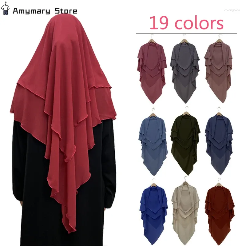 Этническая одежда мусульманские женщины шифоновый хиджаб твердый цвет 2 слой дамы шарф шарф Ближний Восток Дубай Турция Ислам Модный платок