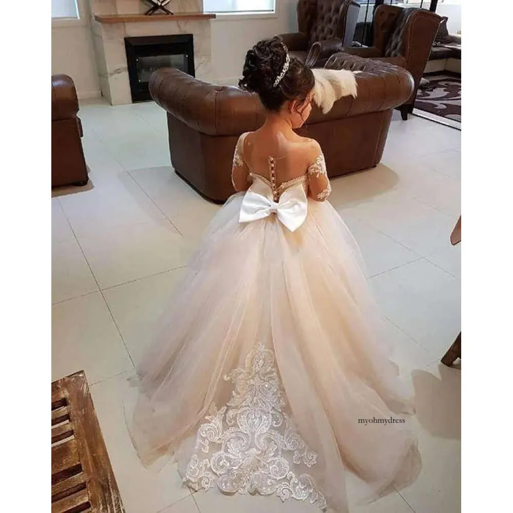 Flower Girl Dresses Long Sleeve Lace A Line Knee Length Multilayer Wedding Pageant Dress For Kids Girls Formal Wear 2024 From Myohmydress 52.87 DHgate.Com
