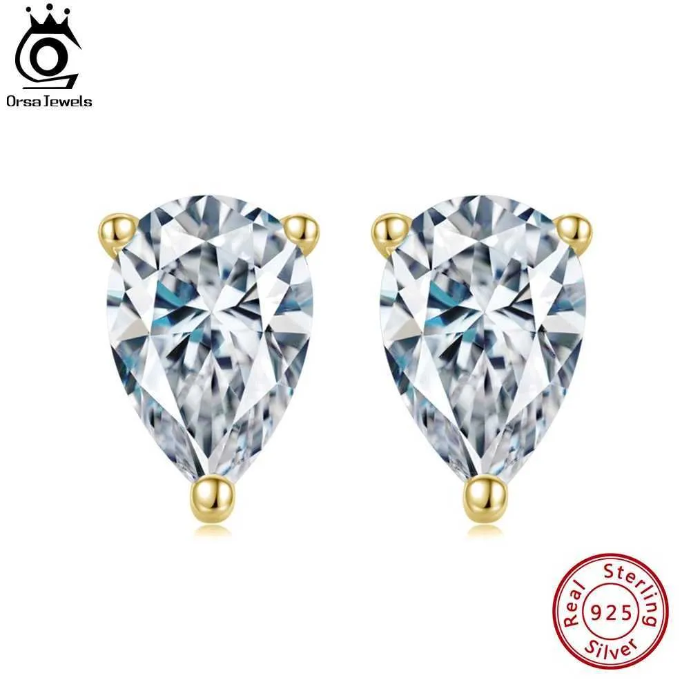 Stud Orsa JEWELS 925 Sterling Silver Transparent Droplet CZ Earrings Suitable for Womens Simple Wedding Anniversary Exquisite Jewelry APE61 Q240507