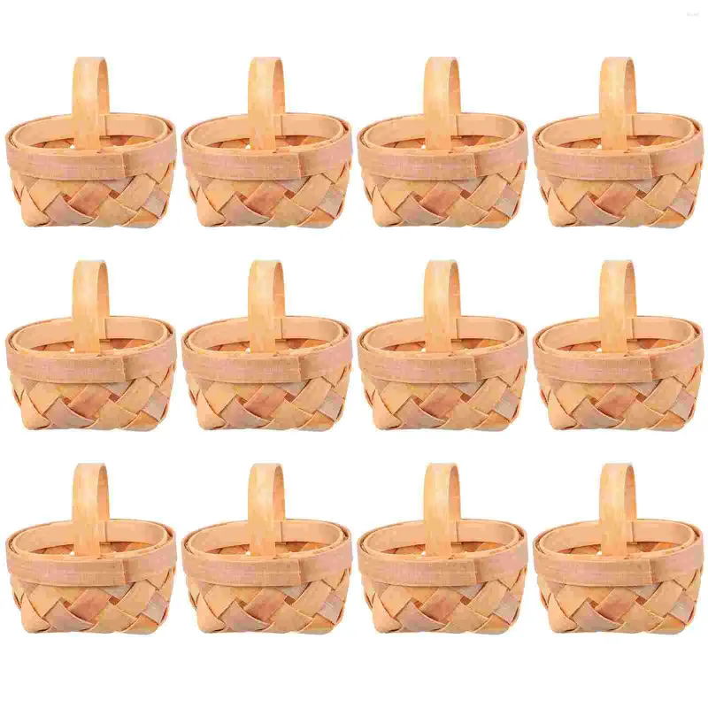 Bouteilles de rangement 12 PCS Panier tissé Panier à la maison décorations décorations en vrac en vrac de bois minimots portables artisanat meubles pour enfants