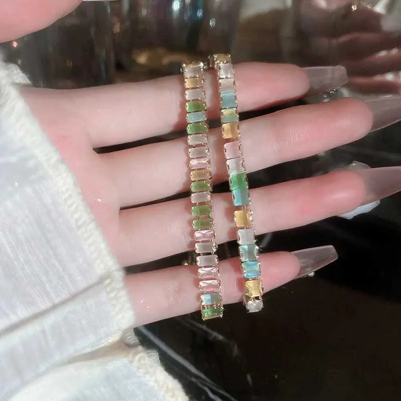 Adjustable Coloured Zircon Bangle Bracelet For Women Korean Style_voghion.com