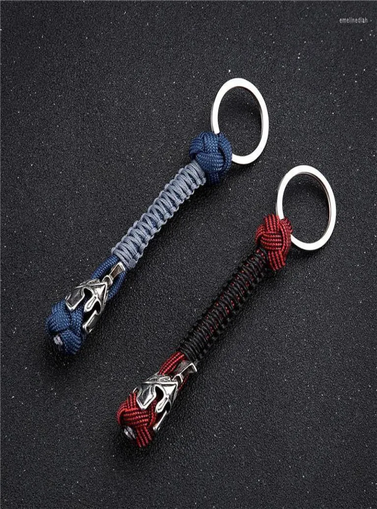 Keychains Mkendn Vintage Spartan Warrior Lanyard Metall Keychain Handgemachtes Überleben Paracord Rope Keyring für Männer Schmuck ACCE3251181