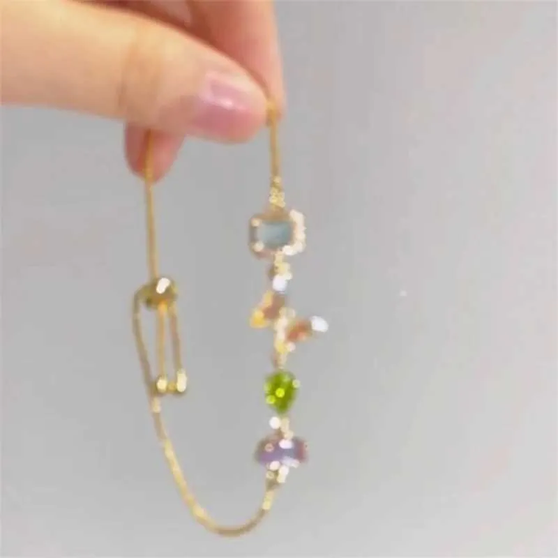 Braccialetto carino colorato in cristallo farfalla bracciali per le donne 2024 estate nuovo stile regolabile rame placcato oro braccialetto_voghion.com