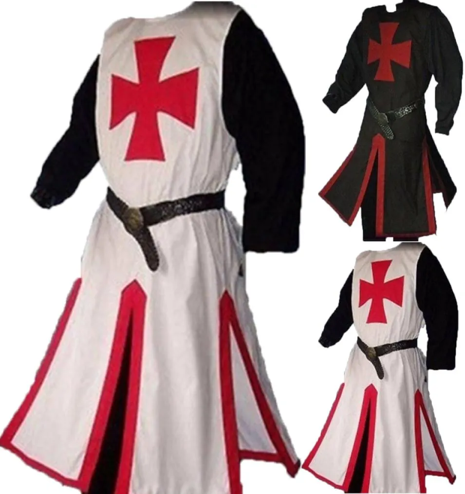 Middeleeuwse Warriors Knight Templar Crusader -kostuum voor volwassen mannen Jurk Shirt Top Cross Tabard Surcoat Tuniek Kleding Plus Size9701040