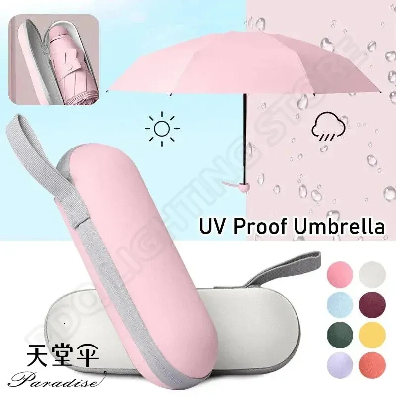 Vouwen lichtgewicht mini -paraplu Regen vrouwen draagbare reiscapsule 5 winddichte paraplu's parasol 240420