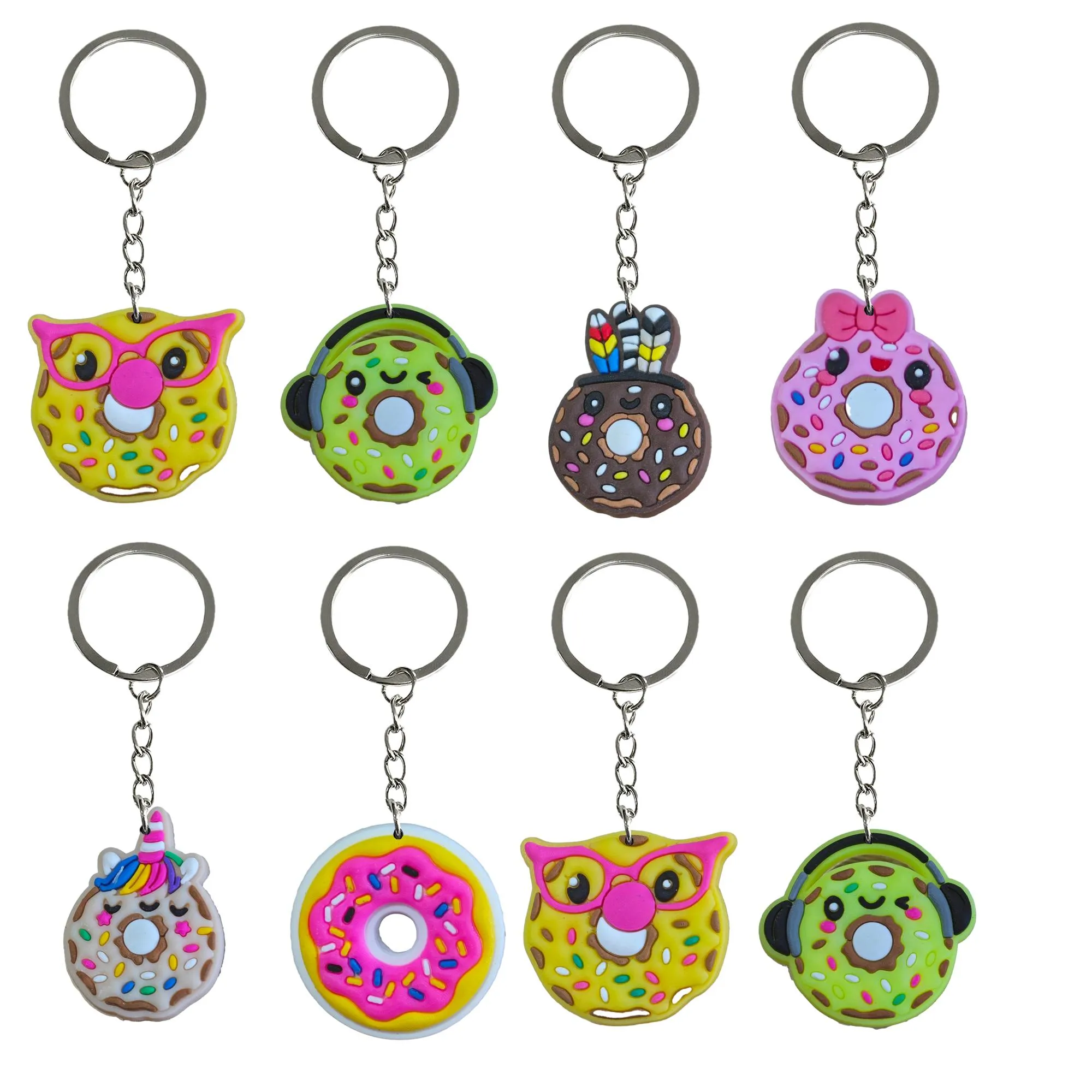 Keychains Lanyards Cartoon Donuts Pendants Accessoires Accessoires pour les enfants Favors d'anniversaire Key Ring Girls Keyring SCHOOL OTOFA