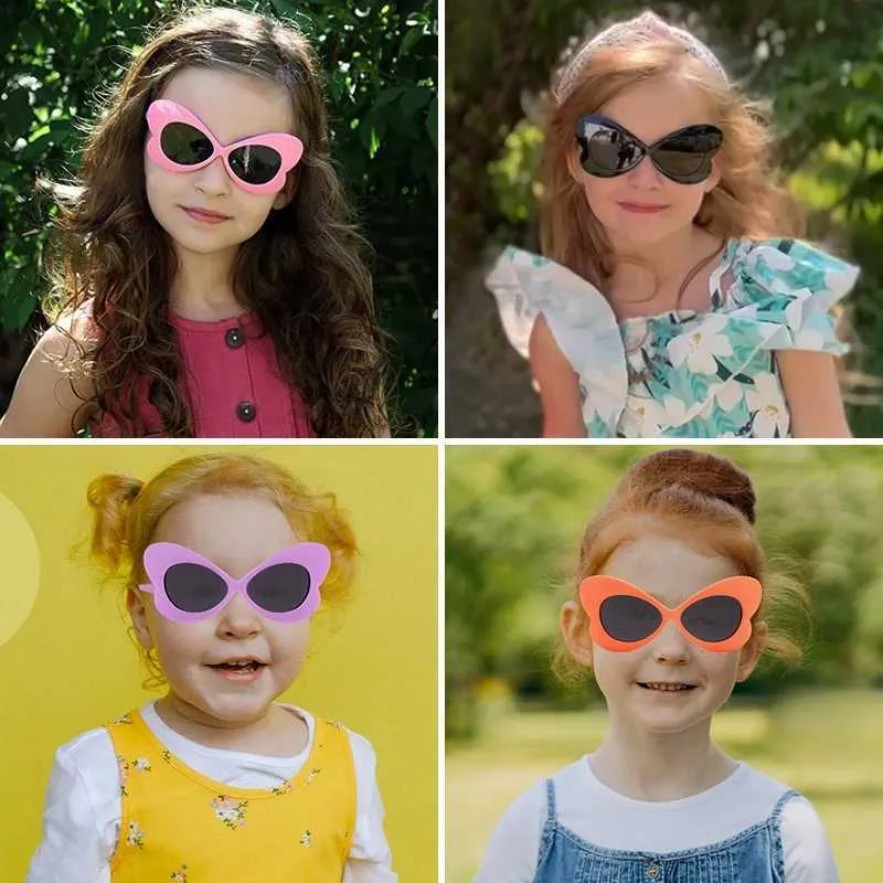 Sonnenbrille 2024 Neue Kinder Einfache Schmetterlingsgeformte süße Sonnenbrille UV400 Girls Jungen Mode -Schutz Sonnenbrille Kinder Sonnenbrillen