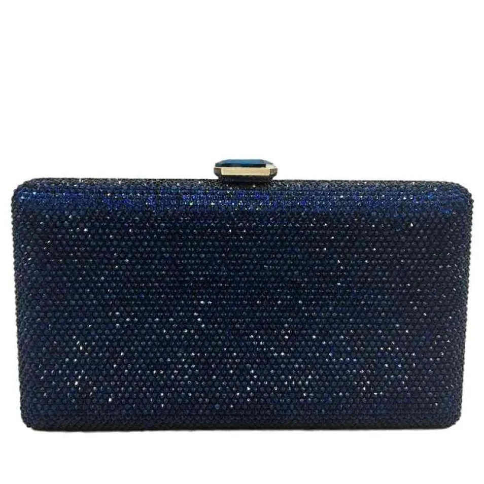 Boutique de FGG Navy Blue Women Crystal Clutch Briving Bags Wedding Bidal Borse da sposa Cena Diamond Borse Diamond 210823 3257