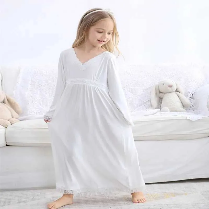 Pyjamas Childrens Evening Dress Frühling und Herbstmädchen Prinzessin Abendkleid Weicher Pyjamas de Vesidol2405