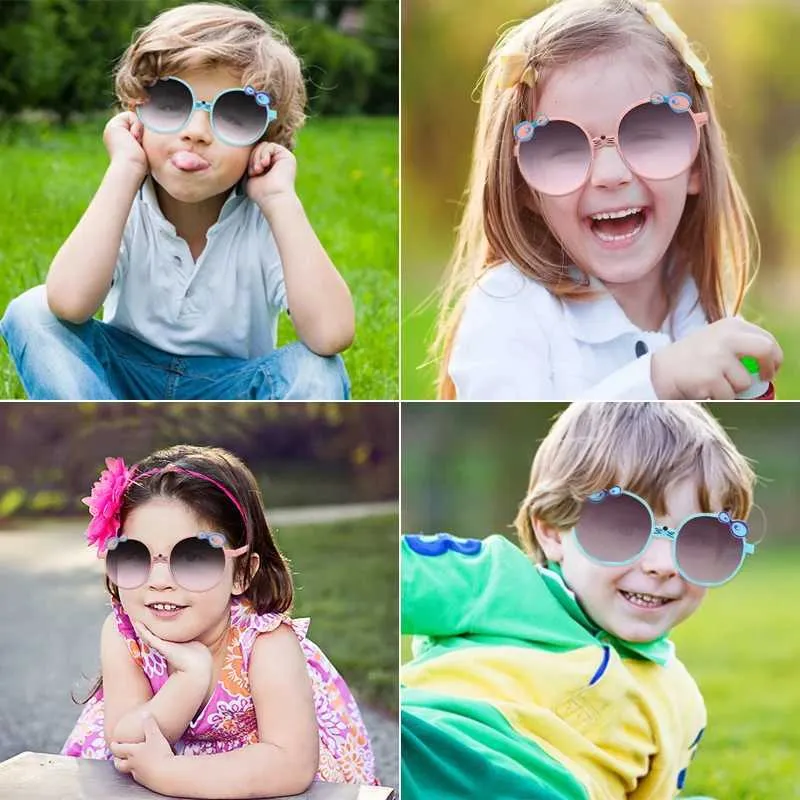 Occhiali da sole Bambini carini outdoor shoot shoot fumetto uv400 occhiali da sole bambine occhiali da sole acrilici per ragazzi