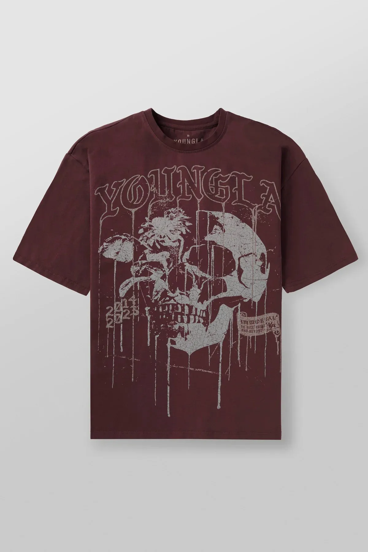 Tees Men Roses Skull Print T Shirt Casual Short Sleeve - Australia