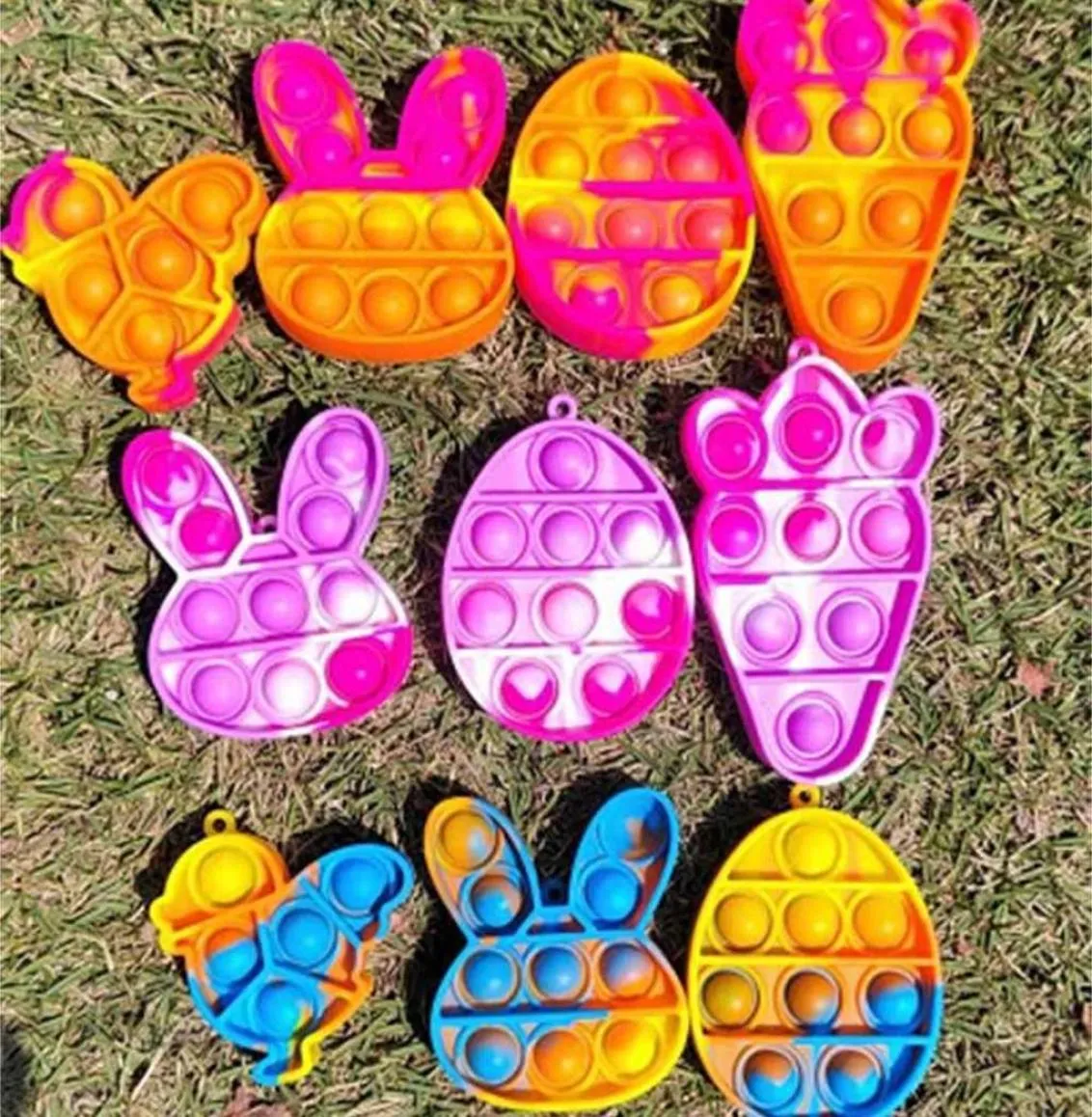 Пасхальный push pers bubble tie tie dye silicone toys mini Детский сеть сети мультфильм -яичный кролик -кролика с яйцом -декомпрессией подарки подарки SM4RP5723658