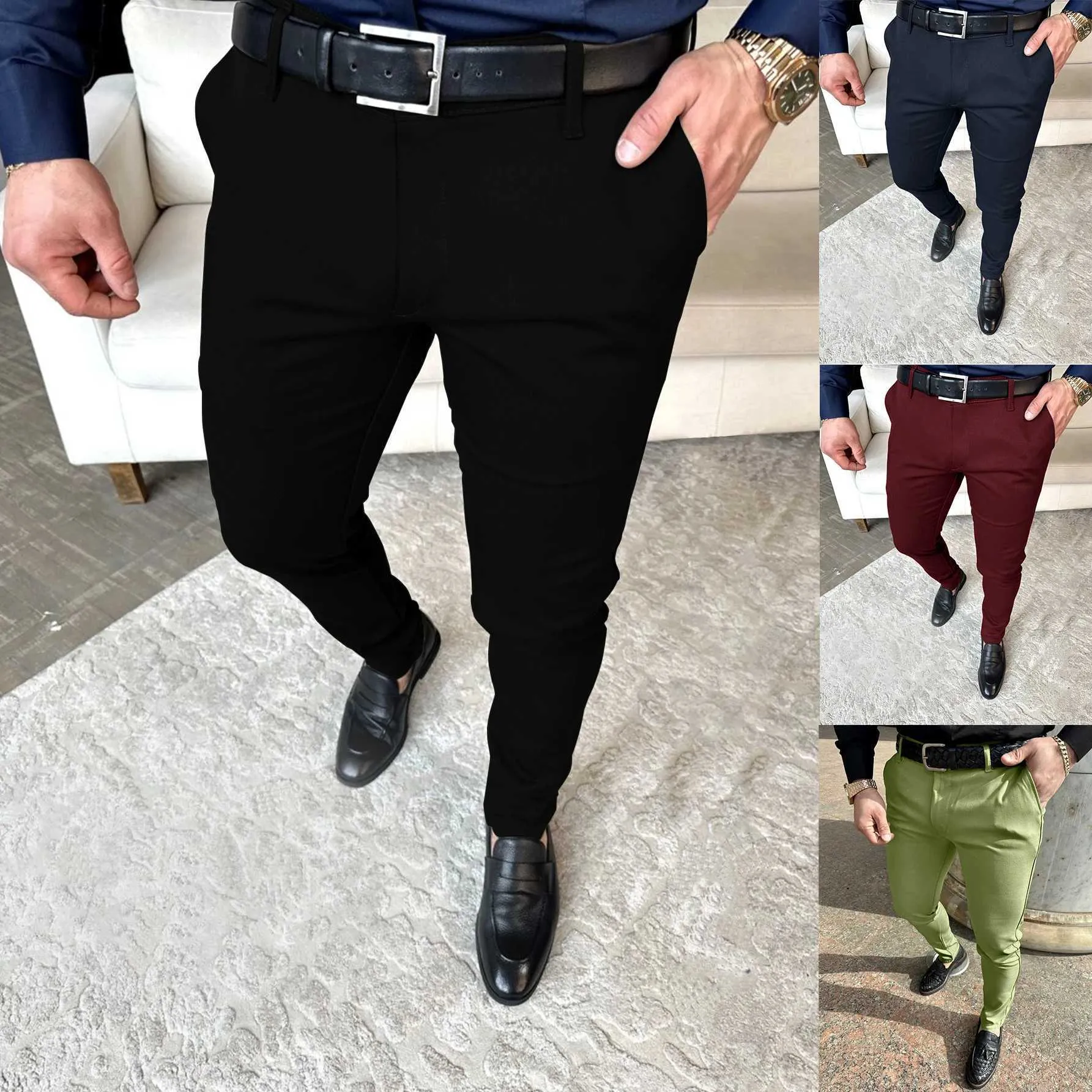Pantalon masculin Nouveau pantalon décontracté Slim Fit décontracté confortable et respirant de style européen et américain Four saison des vêtements de commerce J240507