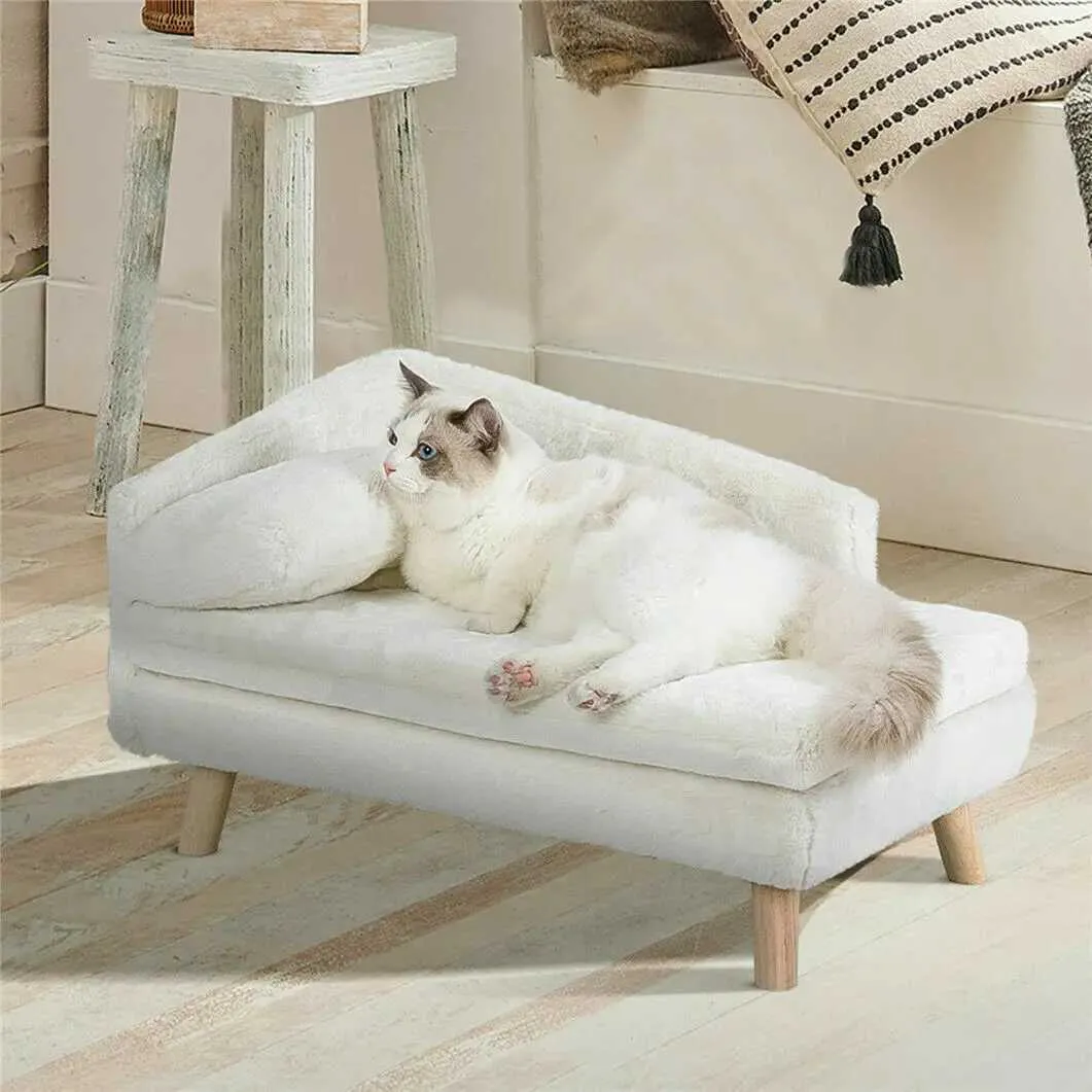 Cat Beds Furniture Elevated Pet Bed Solid Wood Leg Dog Cat Sofa For Indoor L Shape Plush Couch Lounge With Soft Cushion D240508 From 24 46 DHgate
