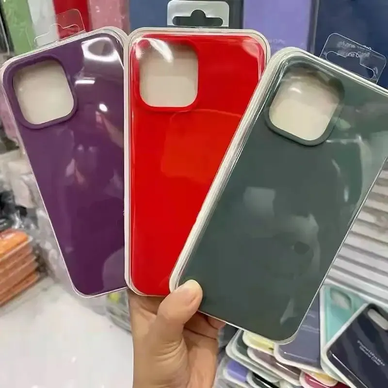 Bella custodia per telefono in silicone liquido di moda con micro fibra per iPhone 15 Pro Max Case in gomma posteriore anticrollino anti-fingerprint con logo e pacchetto di vendita al dettaglio