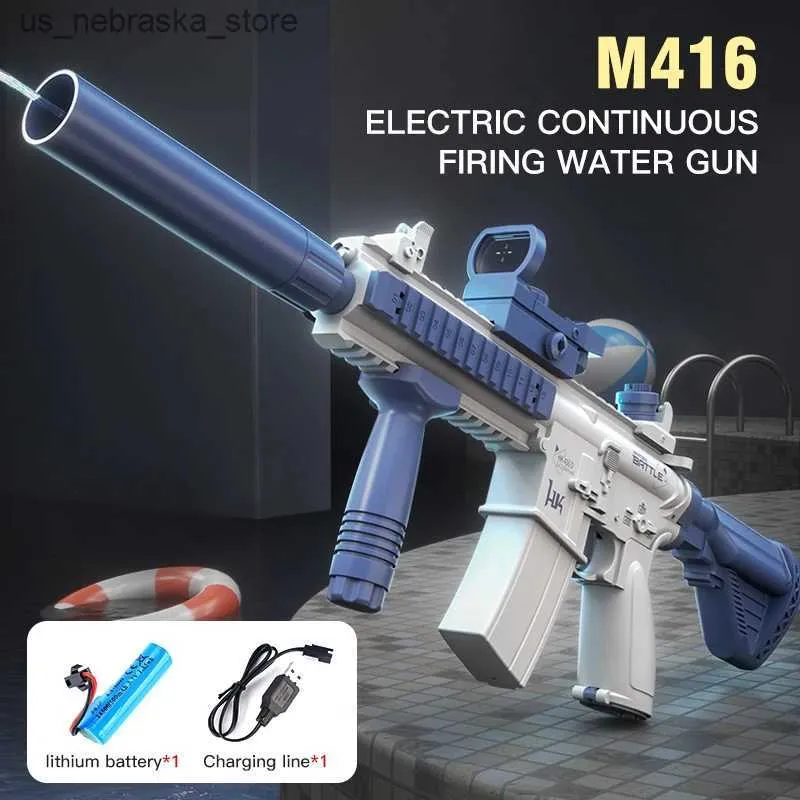 Sand Play Water Fun New Sommer M416 Gun Electric Pistol Schießen Spielzeug Vollautomatische Strandkinderjungen und Mädchen Q240408