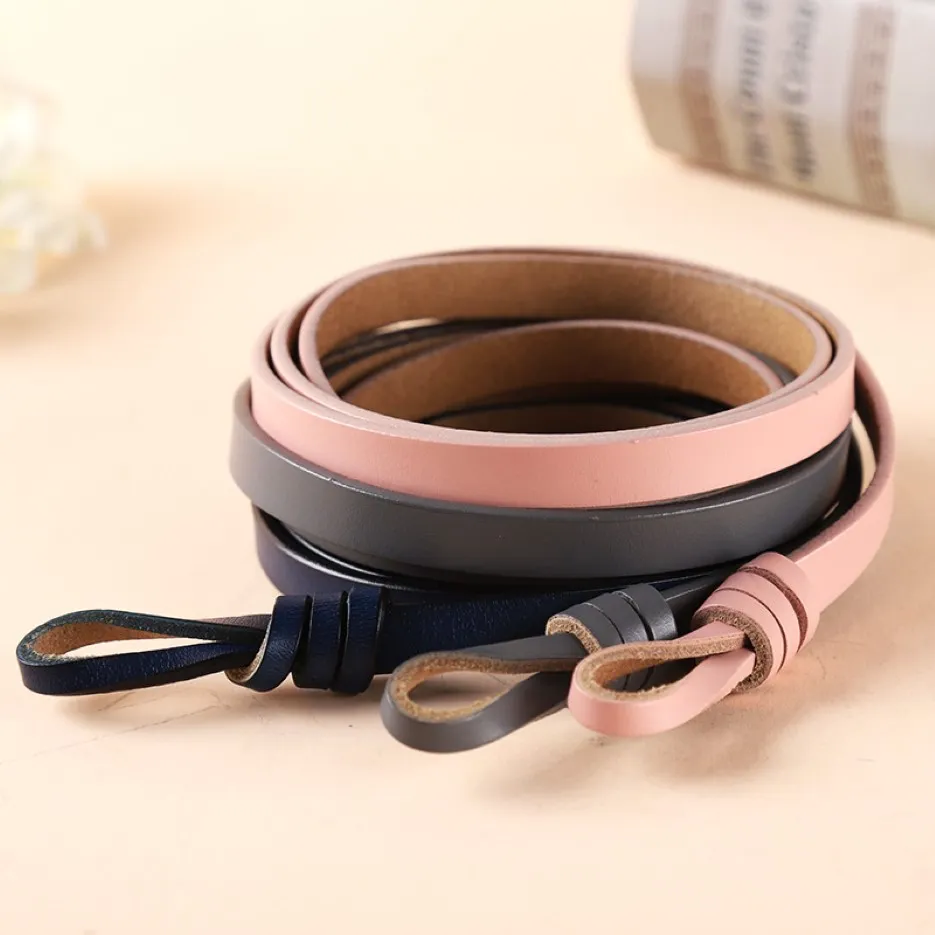 2021 Großhandel Einfacher All-Match-Nicht-Loch-Dünngürtel Echtes Leder Mode Insable Decorative Belt Frauen 2998