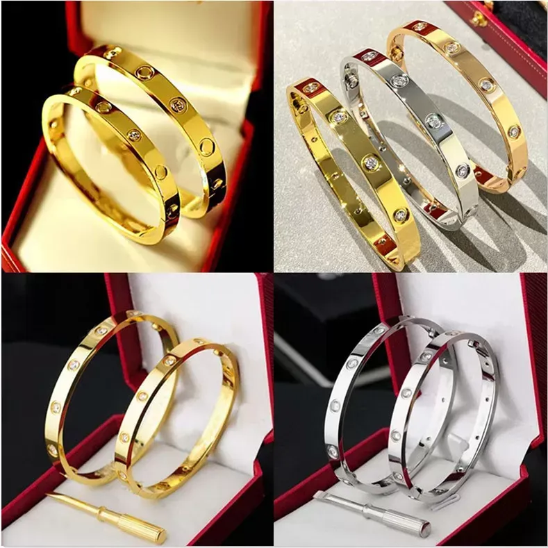 Bracelet designer jewelry braclet gold bracelets bangles classic fashion men women unisex stainless steel texture non fading with screwdriver screw bracelet gift