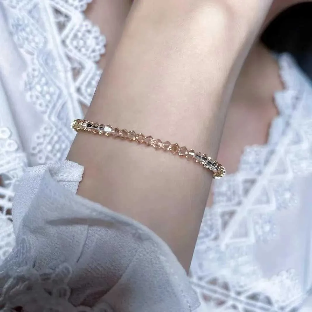 Perlen Und Kristall Armband Elastisch Weiß Schmal Glänzend_voghion.com