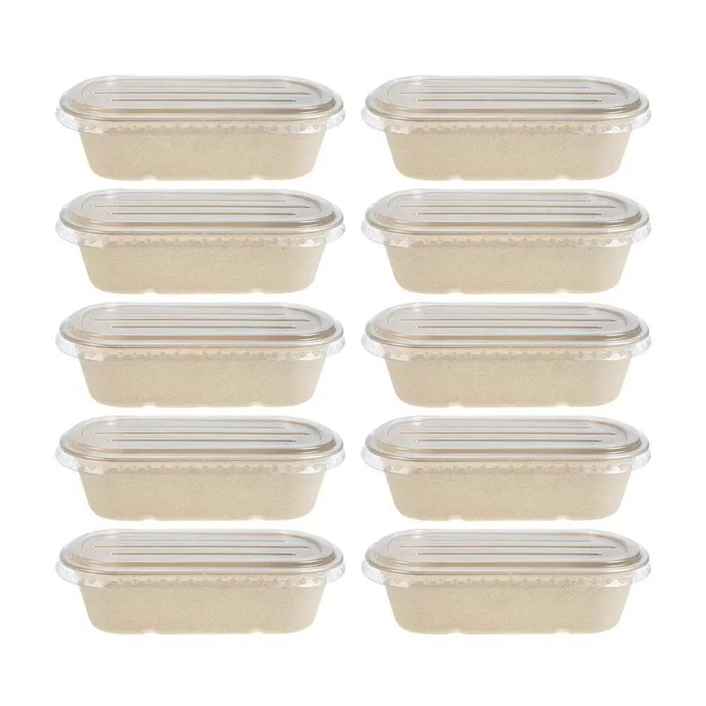 Disposable Dinnerware Clamshell Box Container Food to Paper Takeout Lunch Salad Packaging School Tray Q240507