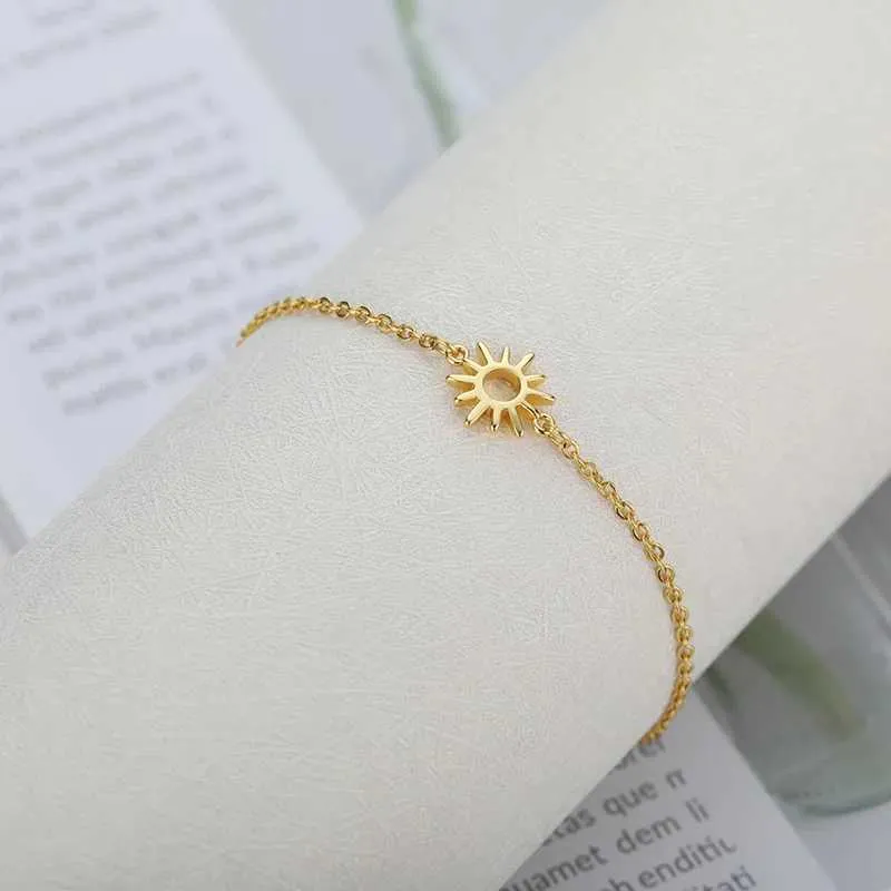 Bangle Sun Hollow Bracelet For Women Stainle Steel Hand Chain Vintage Suower Anklet Boho Foot Jewelry Gift_voghion.com