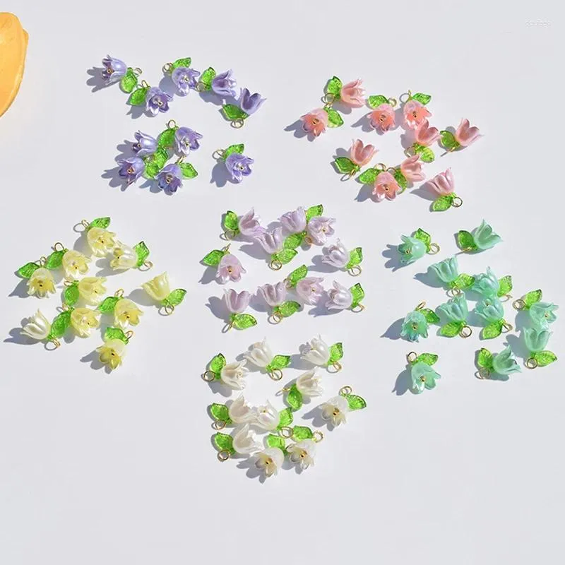 Charmes 10pcs Lily of the Valley Perle Color acrylique Charme Pendant Diy Boucle d'oreille Bracelet Bracelet Collier Accessoire de perles Materia