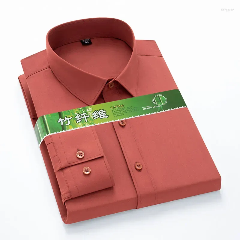 Herrklänningskjortor plus storlek 6xl långärmad affär bambu fiber icke-järn formell arbete kontor mode smart casual skjorta