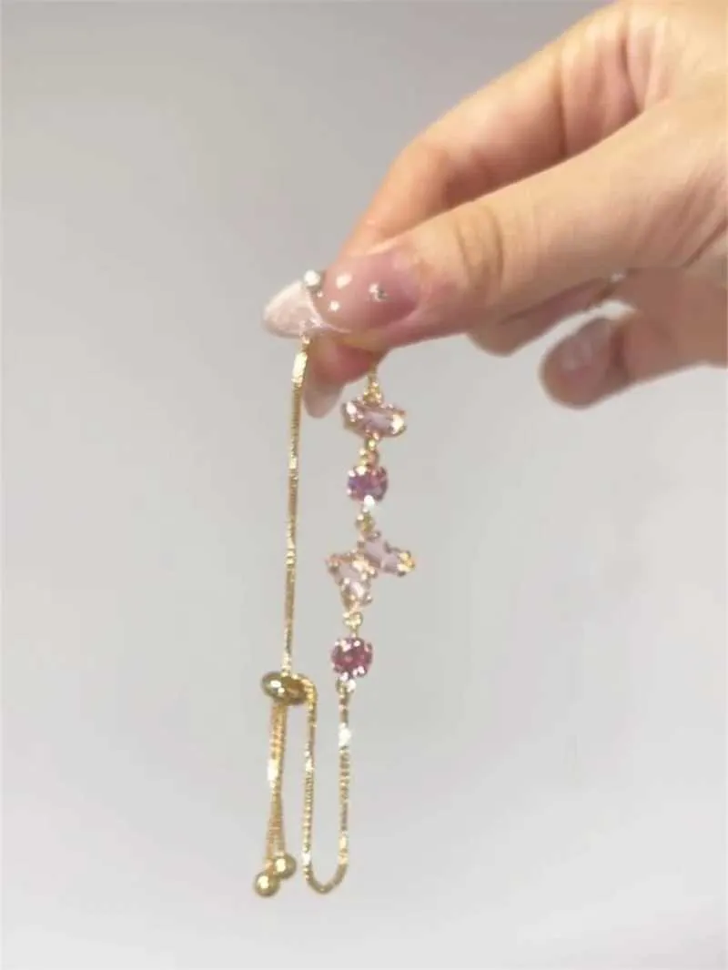 Bracciale farfalla regolabile con cristallo oro per donna_voghion.com