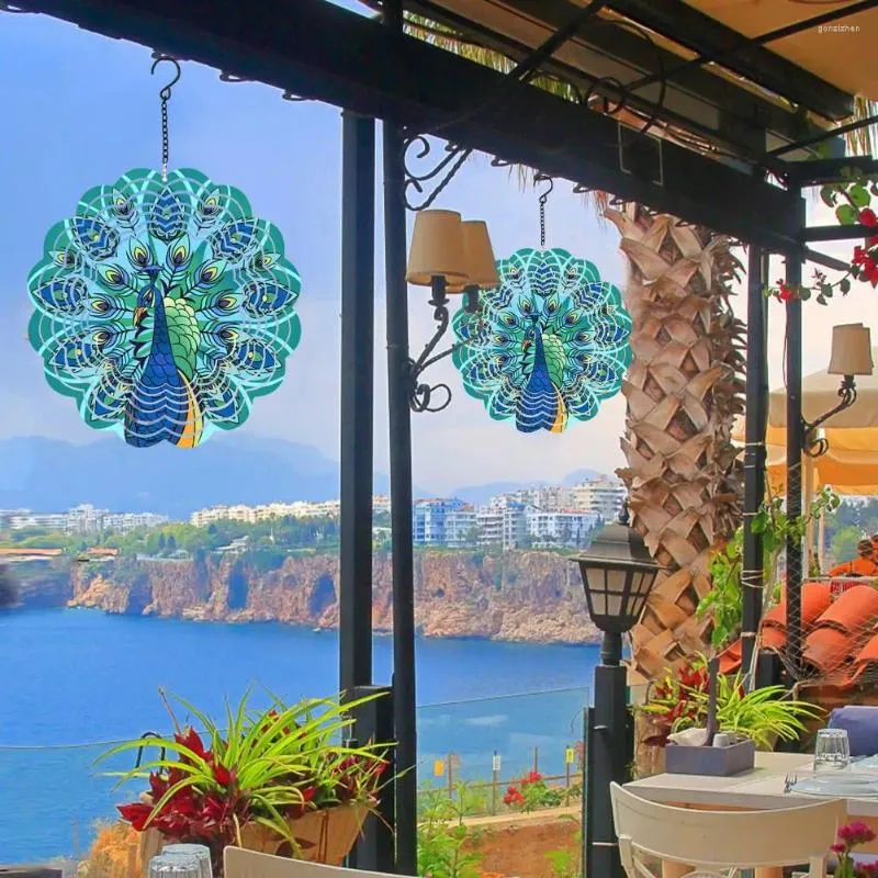 Figurki dekoracyjne metalowy wiatr spinner dekoracje ogrodu grzycie wiszące ozdoby 3D dekoracja do wewnętrznego okna zewnętrznego