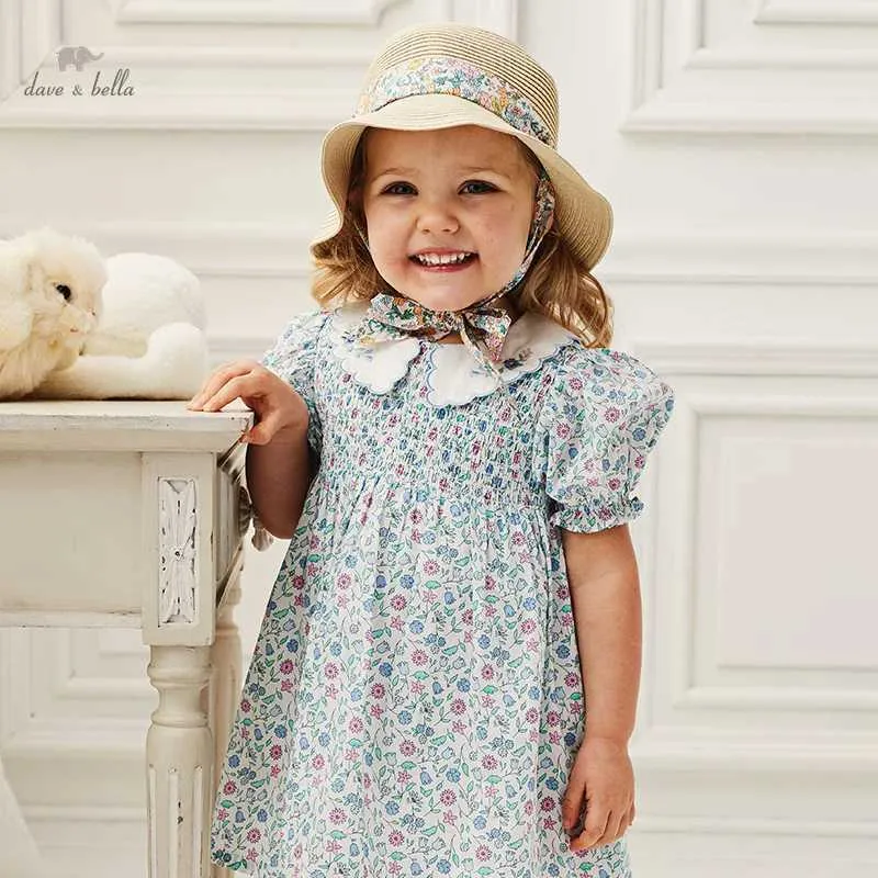 Robes de fille Dave Bella Girls Childrens New Baby Knight Chart Lovely Fresh Casual Puff Sleep Summer Princess DB2235416L2405