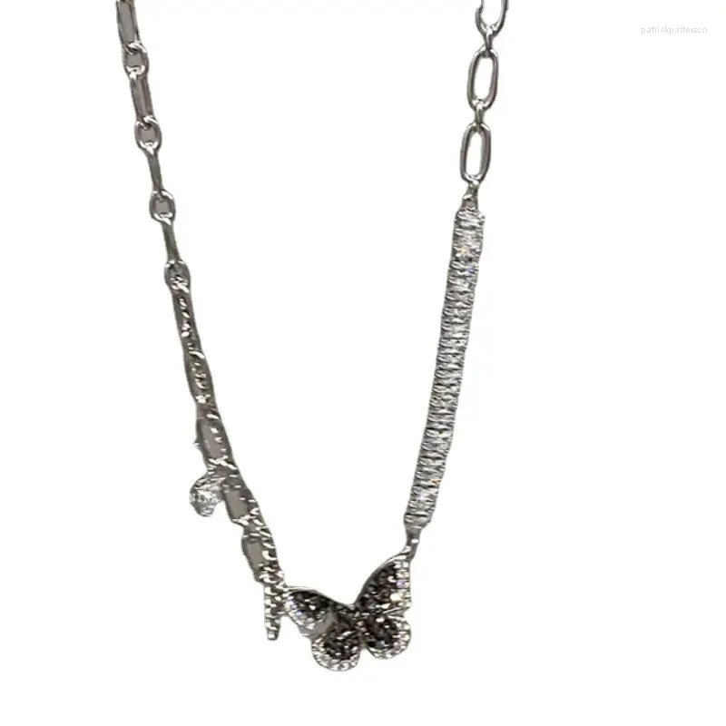 Подвесные ожерелья Y сладкий и прохладный острый девчонка Черная циркон ожерелье бабочки