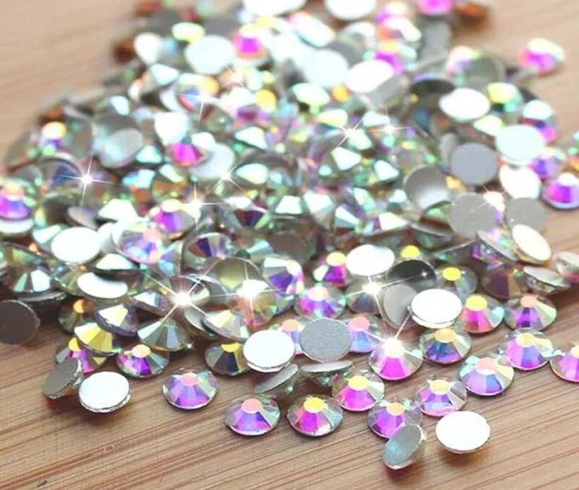 Decorações de arte na unha 1440pcs ab cristal strass 3d shinestone ss3ss20 prata plana de vidro de vidro design de manicure acessório2604501