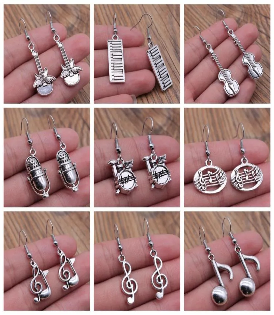 Charme Boucles d'oreilles bijoux musicales Note de musique microphone Drum Guitare violon en forme de boucles d'oreilles en forme pour filles 5160449