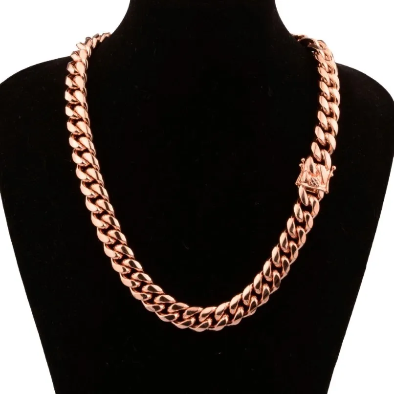 Chic Miami Cuban Chains for Men Hip Hop Gioielli in oro rosa Spesso in acciaio inossidabile in acciaio largo grande regalo di collana grosso 1800