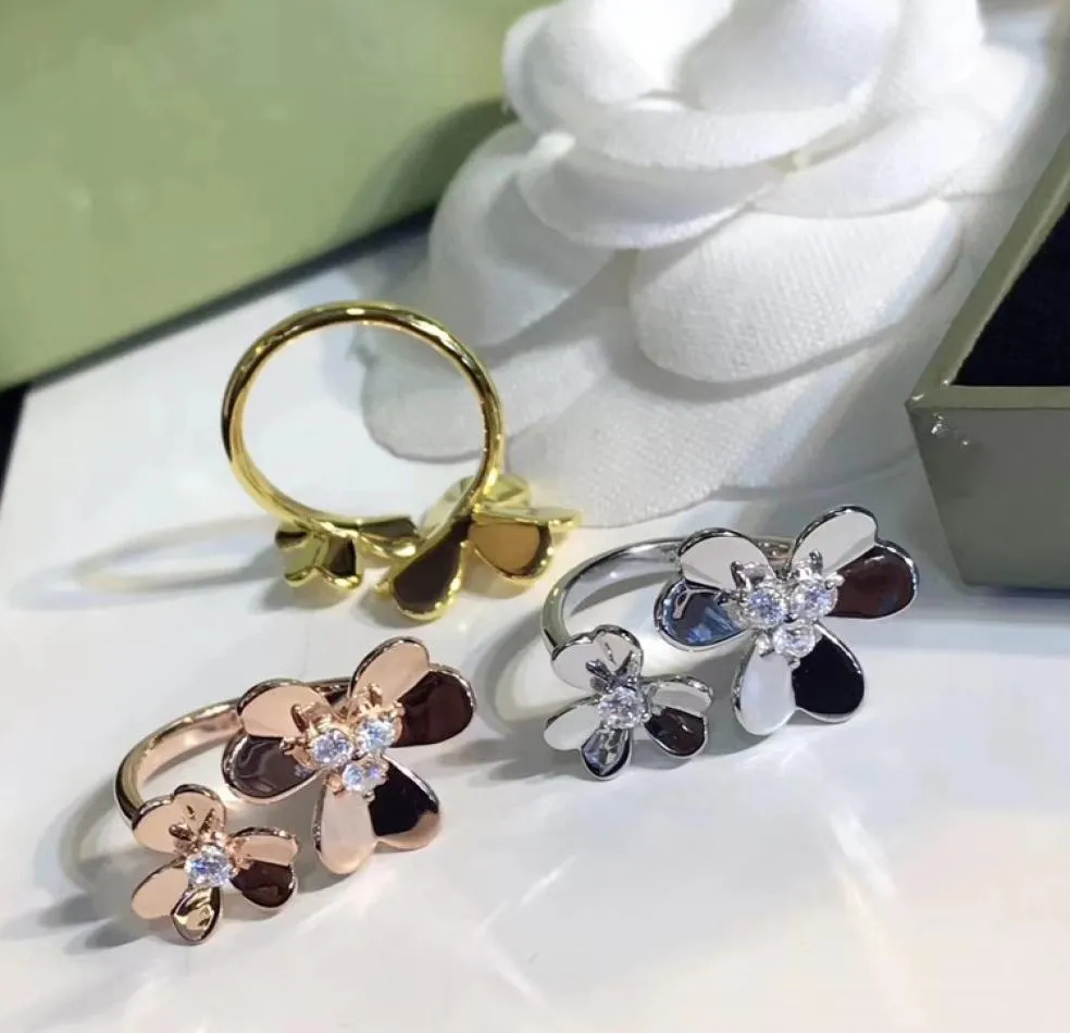 Женские алмазные цветочные серебряные кольца кольца женская свадебная вечеринка Clover Rings8913834