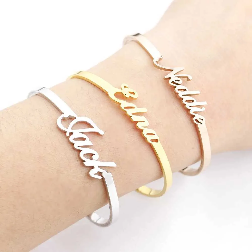 Brățări cu nume personalizate din oțel inoxidabil pentru femei, cu nume, farmecul cusăturilor, cadou, Bijoux Femme_voghion.com