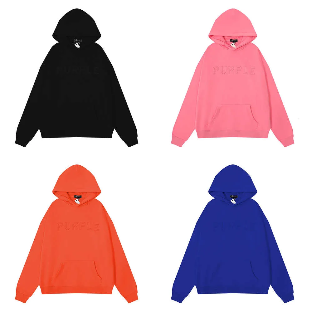 2023 Autumn/Winter New Fashion Purple Letter Same Color Embroidered Couple Hoodies for Men and Women