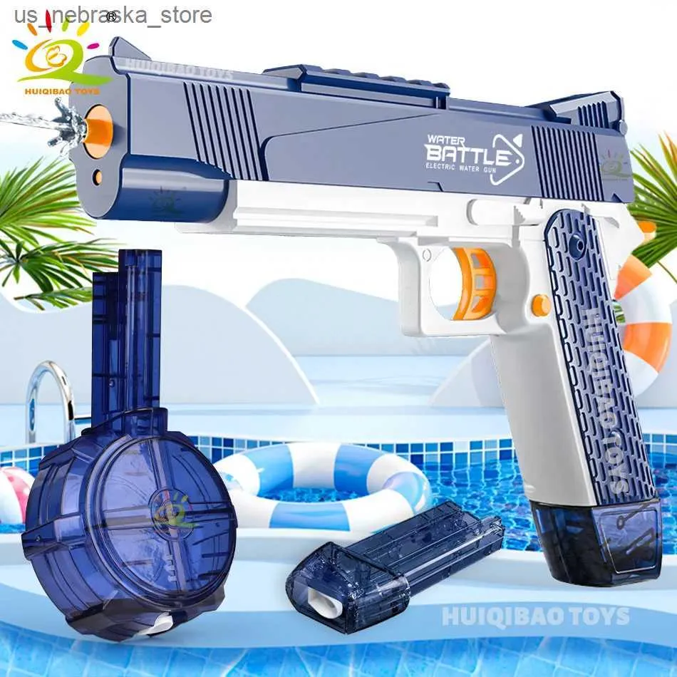 Sand Play Water Fun Huiqibao Automatisk M1911 Electric Gun Combat Summer Desert Eagle Toy Pistol Outdoor Beach Swimming Pool Adult Q240408