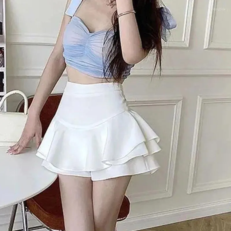 2024 Womens High-Waisted Korean Style Sexy White Mini Skirt