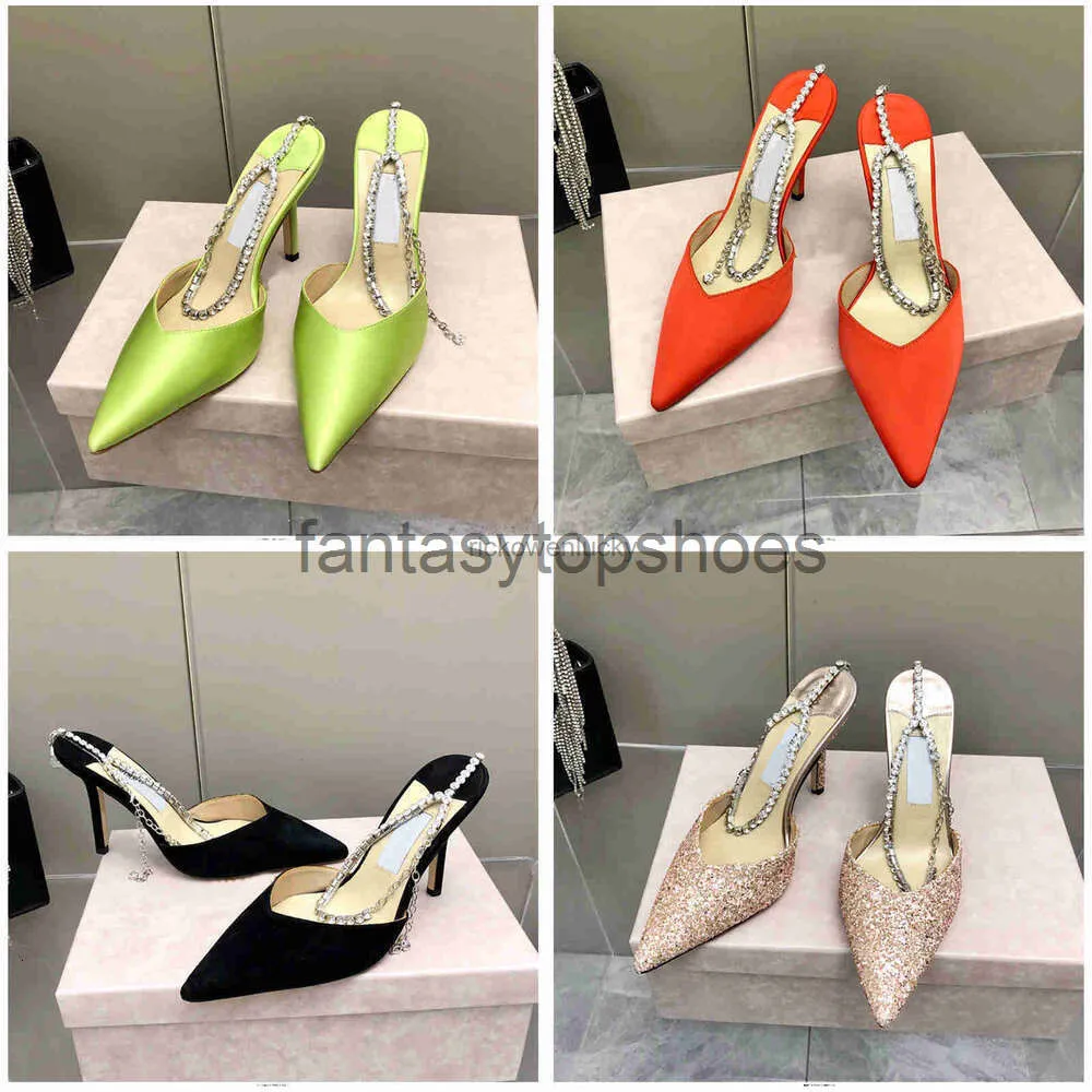 JC Jimmynessity Choo Wedding High Quality Shoes Nice Shoes Sandaler Womens Lady Design Sexig transparent diamant äkta läderskor Hög häl Storlek 35-41