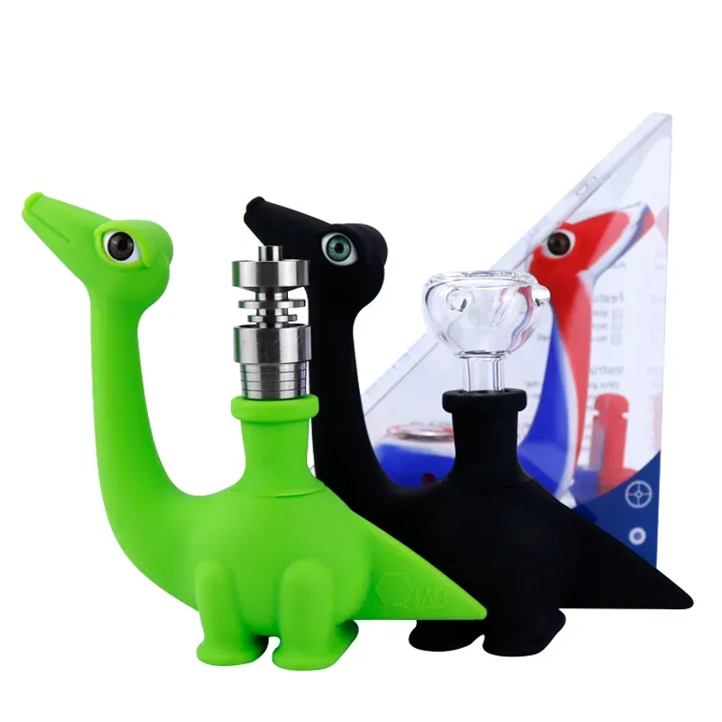 Cool Dinosaur 5inches Silicone Smoking Pipes Tobacco Oil Burner Dab Rigs Animal Hand Pipe For Dry Herbal with Glass Heady Beaker Bong