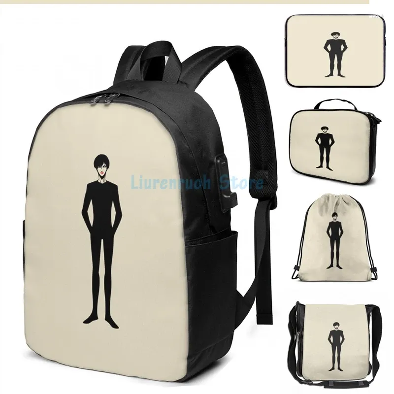 Zaino stampato grafico divertente grazioso ragazzo USB Charge Men Borse da scuola da donna Laptop Travel