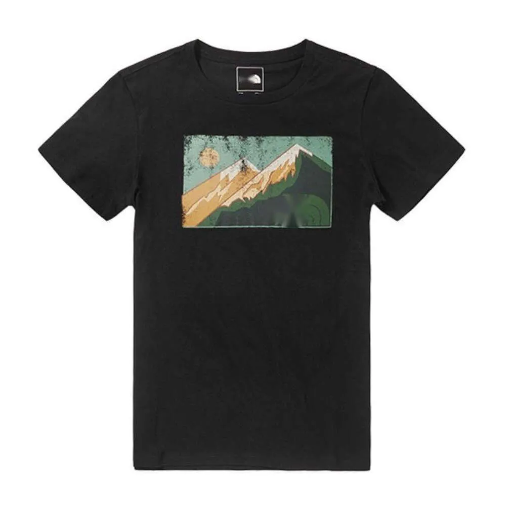 North T-Shirt Designer de face Tee Letra de moda de luxo Impresso Mens Tshirts Sunset Snow Mountain Outdoor respirável Cool confortável Camiseta casual de mangas curtas