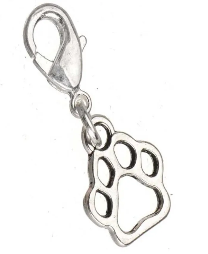 Charms for Bracelets colares com fecho de lagosta pegada de cão de animais de metal samll vintage prata nova jóias de moda DIY Finding4434145